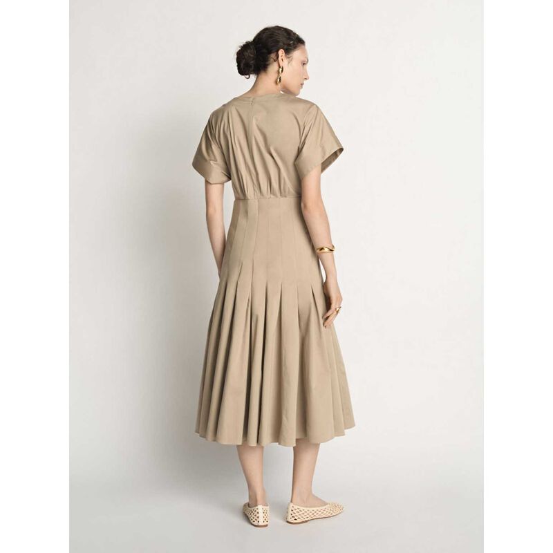 Veronika Maine Stretch Cotton Pleat Midi Dress image number 1